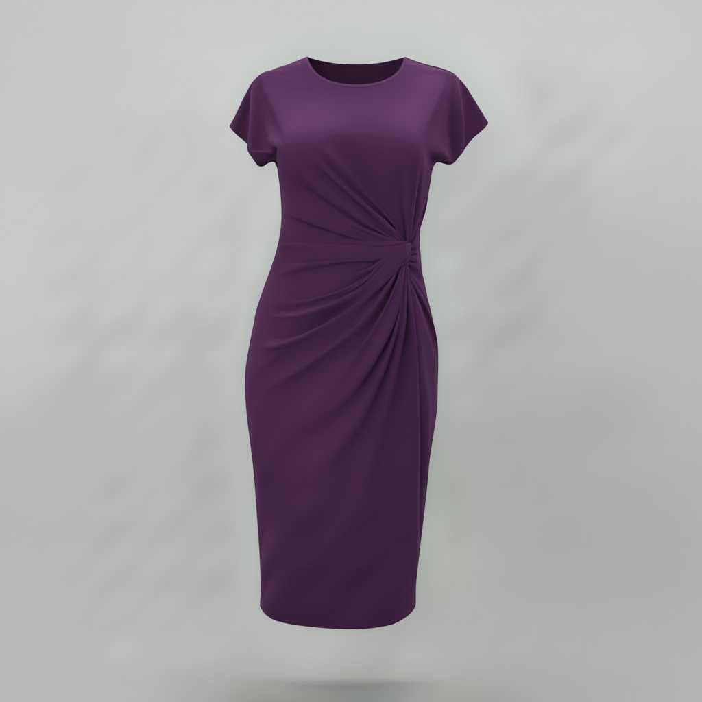 Robe Midi Élégante Femme | Robe Midi Chic à Manches Courtes