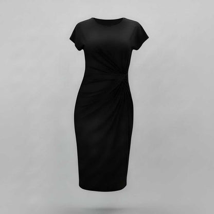 Robe Midi Élégante Femme | Robe Midi Chic à Manches Courtes