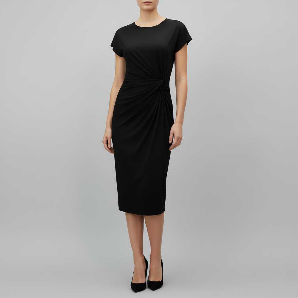 Robe Midi Élégante Femme | Robe Midi Chic à Manches Courtes