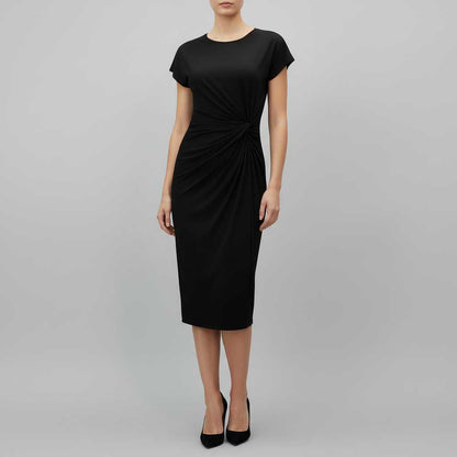 Robe Midi Élégante Femme | Robe Midi Chic à Manches Courtes