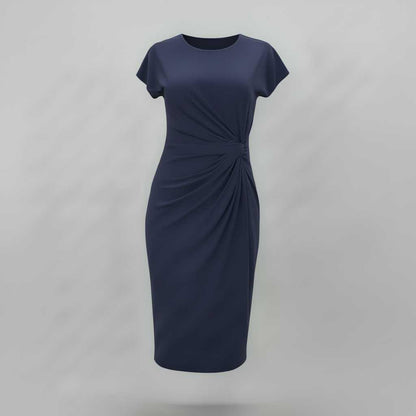 Robe Midi Élégante Femme | Robe Midi Chic à Manches Courtes