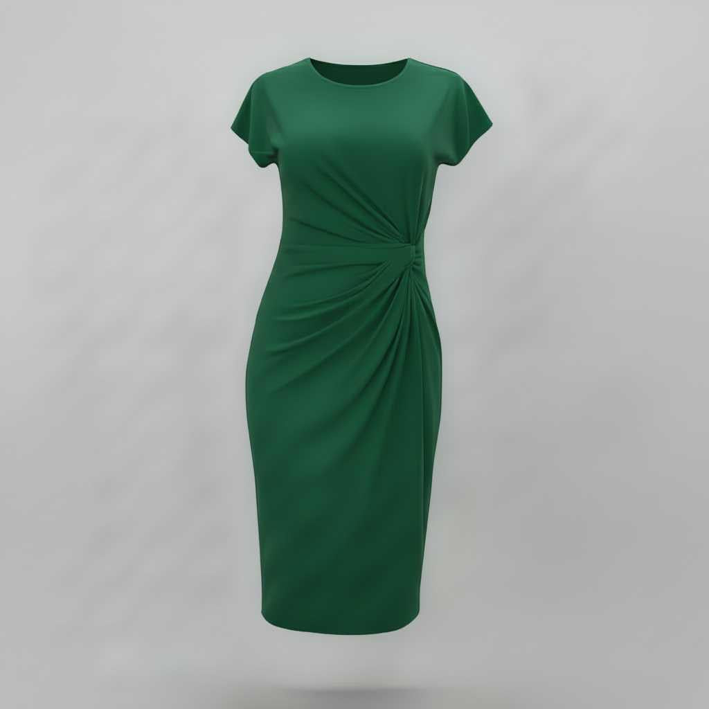 Robe Midi Élégante Femme | Robe Midi Chic à Manches Courtes