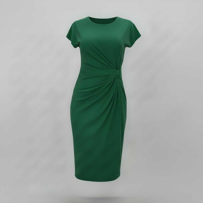 Robe Midi Élégante Femme | Robe Midi Chic à Manches Courtes