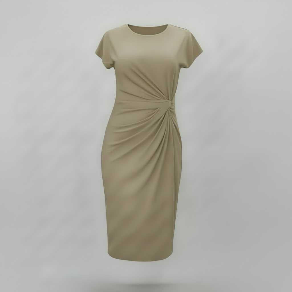 Robe Midi Élégante Femme | Robe Midi Chic à Manches Courtes