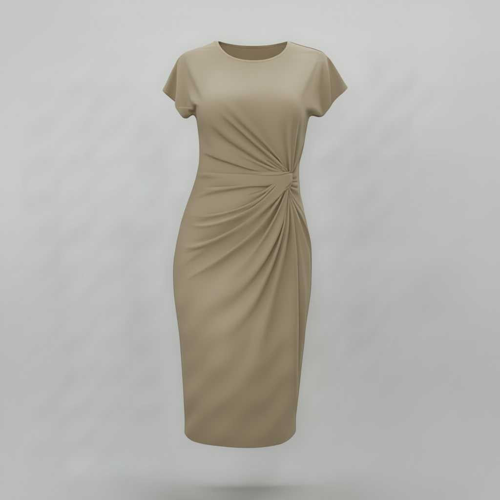 Robe Midi Élégante Femme | Robe Midi Chic à Manches Courtes