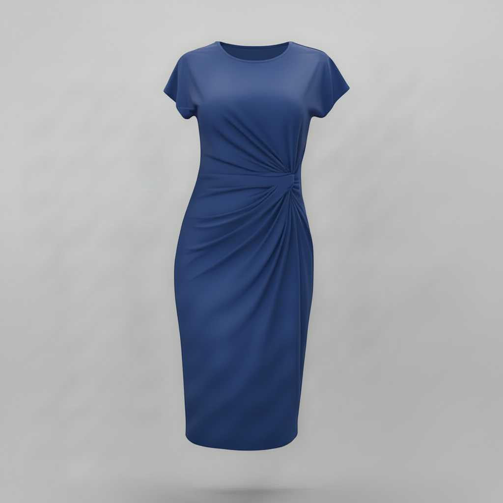 Robe Midi Élégante Femme | Robe Midi Chic à Manches Courtes