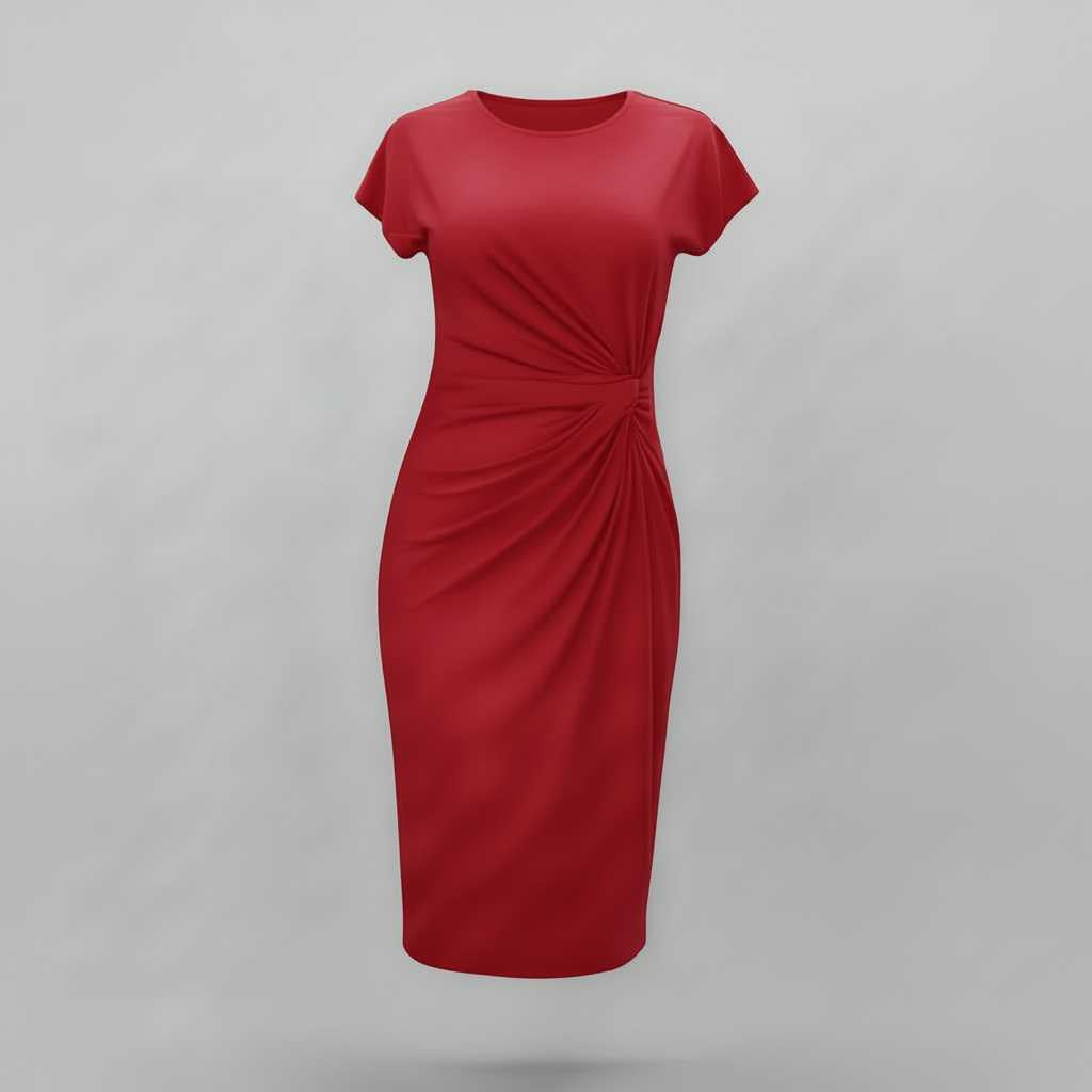 Robe Midi Élégante Femme | Robe Midi Chic à Manches Courtes