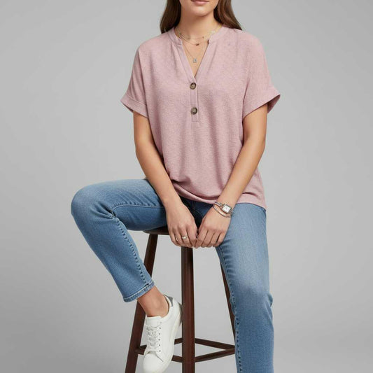 Top Blanc Femme Col V | Haut Décontracté Été